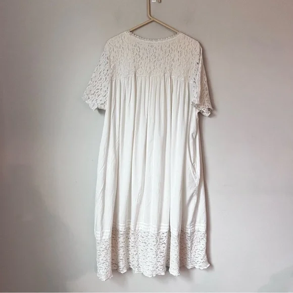 La Cera Plus Size 100% Cotton Lace Applique Gown Size 3XL Cottagecore - Picture 8 of 9